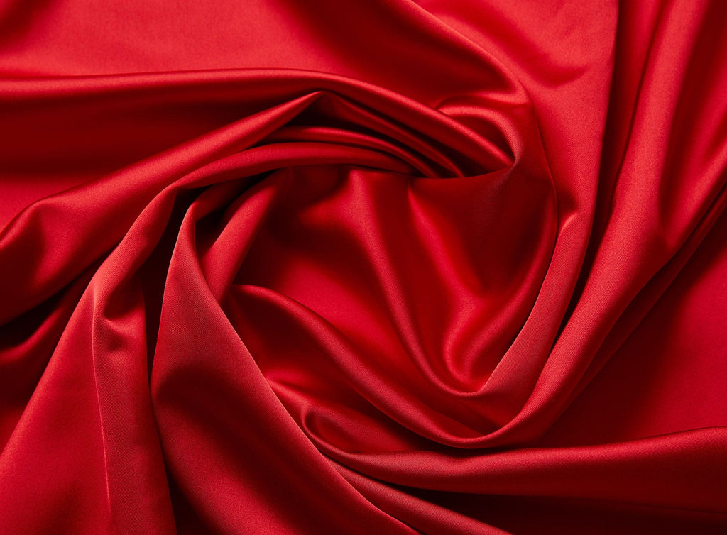SOLID MAJESTIC STRETCH SATIN  | 9766 HOT RED - Zelouf Fabrics