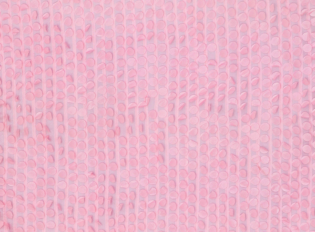 FUNKY PINK | 9778-6085 - FLOWING CIRCLE APPLIQUE ON N/P TAFFETA - Zelouf Fabrics