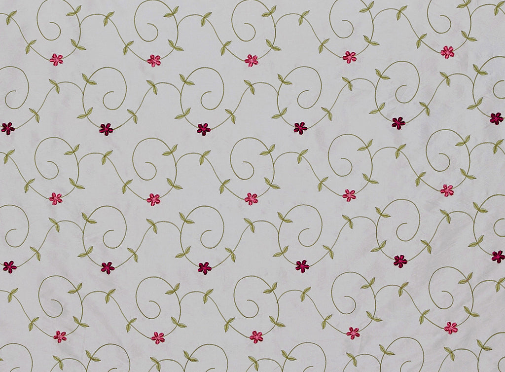 DAISY FLOWER EMB ON N/P TAFFETA  | 9784-6085  - Zelouf Fabrics