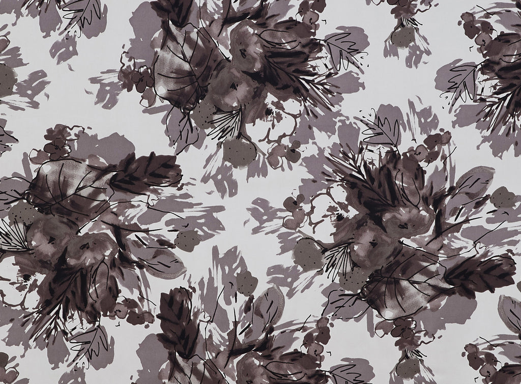 GREY IRON | 9811-404 - FLORAL PRINT ON CHARMEUSE - Zelouf Fabrics