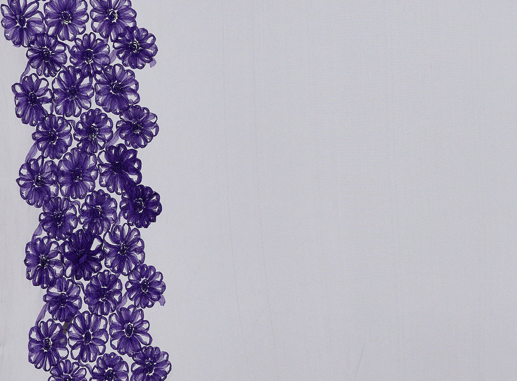 FLOWER SUTASH DOUBLE BORDER ON TULLE  | 9817-1060  - Zelouf Fabrics