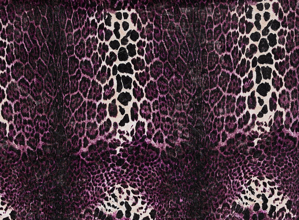 PURPLE | 9824-4380 - LEOPARD PRINT ON 75D VELVET - Zelouf Fabrics