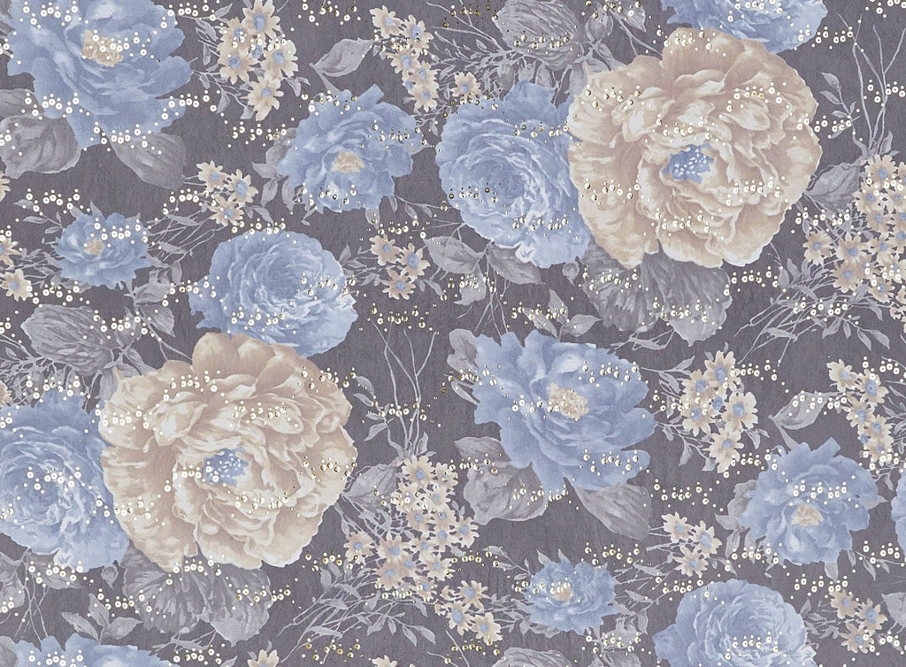 FLORAL PRINT ON MJC WITH SWIRL TRANS  | 9840-631 TRANS  - Zelouf Fabrics