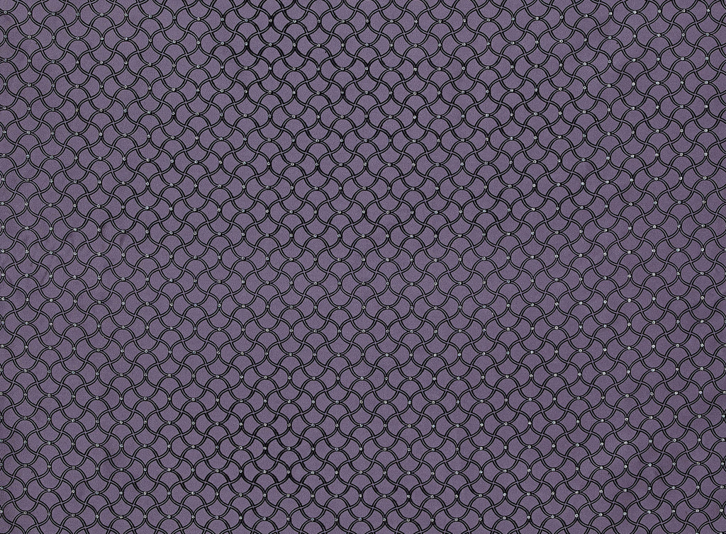 ALLOVER CURVE GRID FLOCK W/GLITTER DOT ON IRI. ORG.  | 9884-922 SPARKLING ORCHD - Zelouf Fabrics