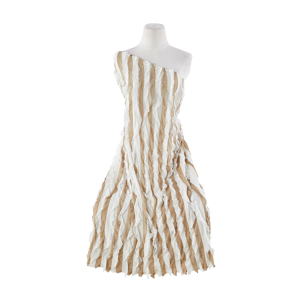 N/P RUFFLE SOLID  | 9914 IVORY/BROWN - Zelouf Fabrics