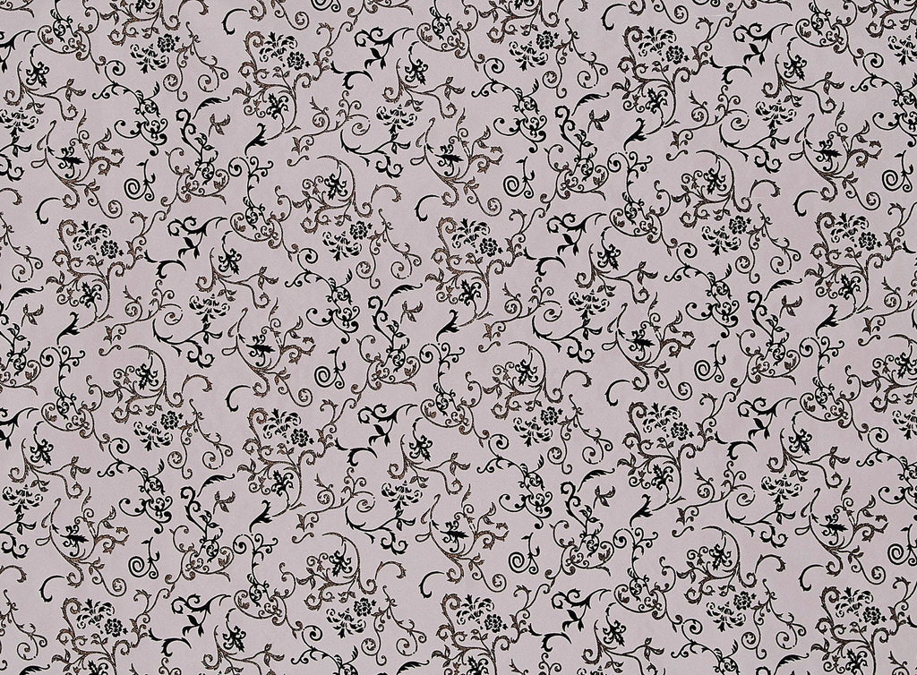 FLORAL & SCROLL FLOCK W/OUTLINE GLITTER ON IRI. ORG  | 9958-922  - Zelouf Fabrics
