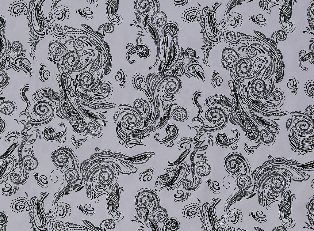 SCROLL FLOCK W/OUTLINE GLITTER ON IRI. ORGANZA  | 9967-922  - Zelouf Fabrics