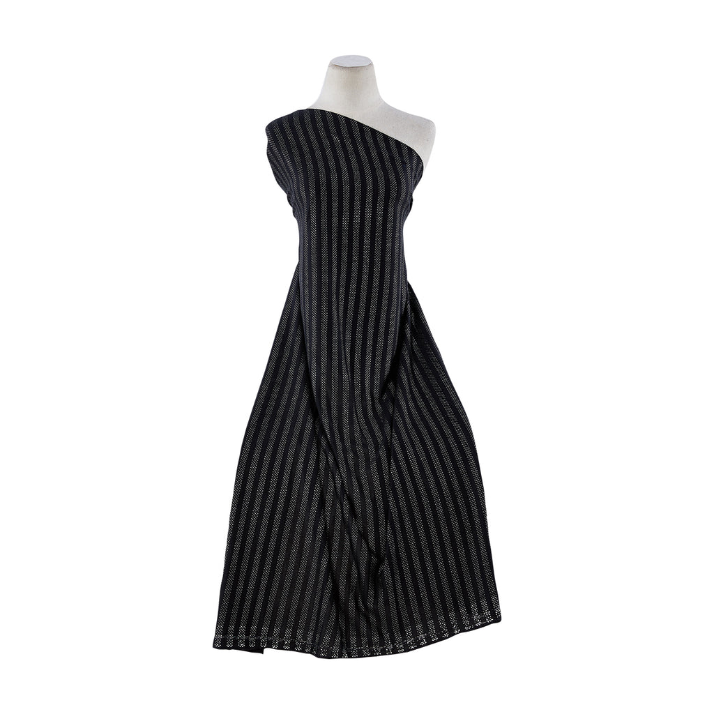 999 BLACK | SWDD1 - HATCHI KNIT STRIPE DEW DROP - Zelouf Fabrics