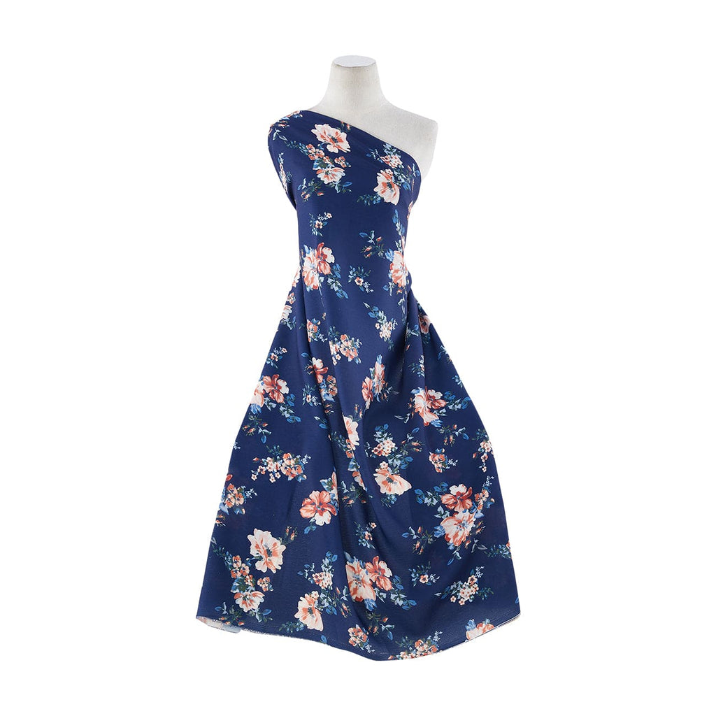 C15 NAVY/FIG | ZW1408M-11-4738 - EMMIE" FLORAL ON "SAYLOR" PUCKER CREPON PRINT - Zelouf Fabrics