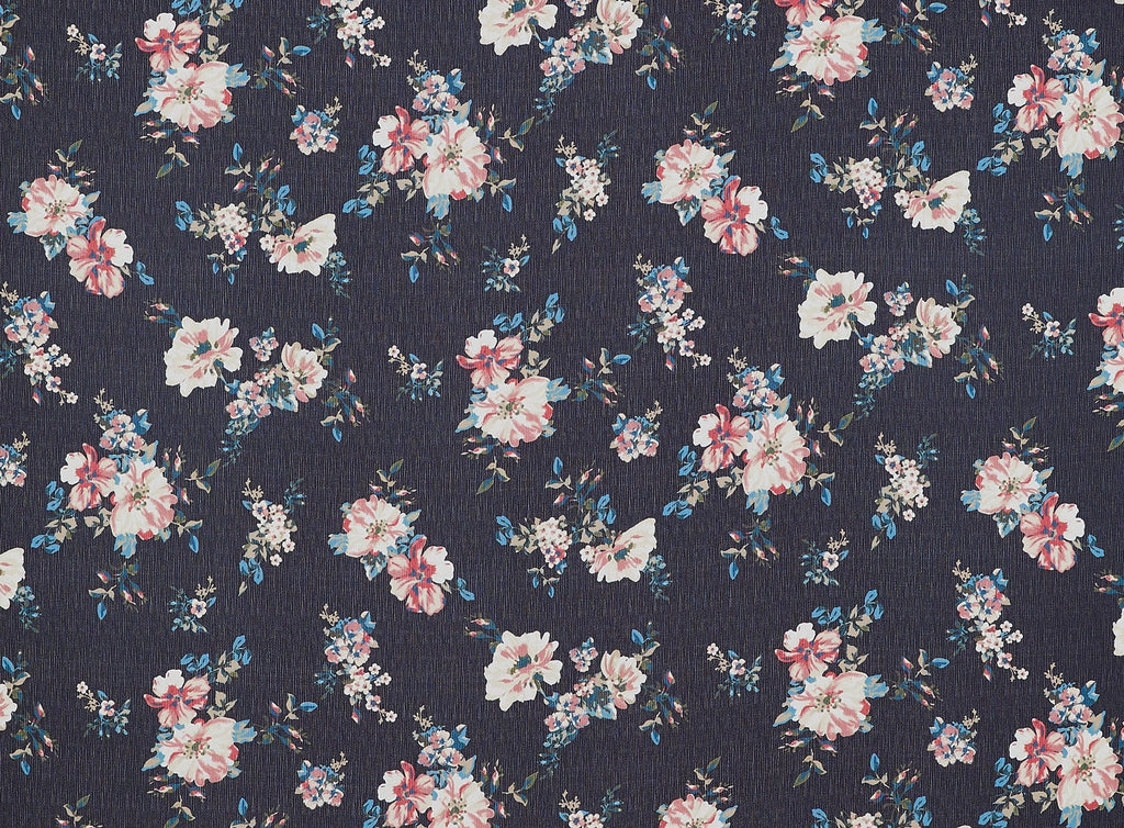 C16 BLACK/SPICE | ZW1408M-11-4738 - EMMIE" FLORAL ON "SAYLOR" PUCKER CREPON PRINT - Zelouf Fabrics