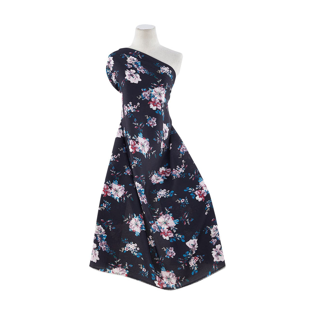 C17 BLACK/MAUVE | ZW1408M-11-4738 - EMMIE" FLORAL ON "SAYLOR" PUCKER CREPON PRINT - Zelouf Fabrics