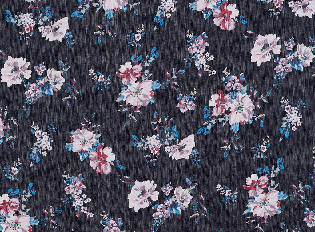 C17 BLACK/MAUVE | ZW1408M-11-4738 - EMMIE" FLORAL ON "SAYLOR" PUCKER CREPON PRINT - Zelouf Fabrics
