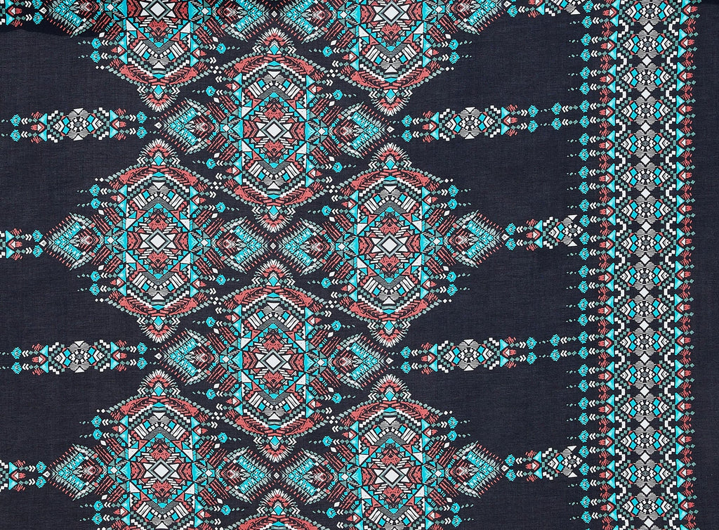 TEMPEST DBL BORDER RAYON CHALLIS PRINT  | ZW1602I-1-8901  - Zelouf Fabrics
