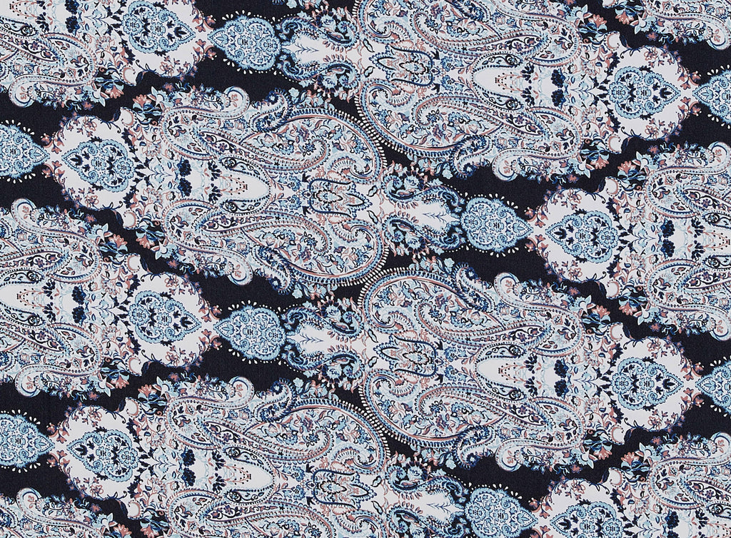 BAEZ BORDER PAISLEY ON PENELOPE CREPE [DIGITAL]  | ZW1603G-7-1540  - Zelouf Fabrics