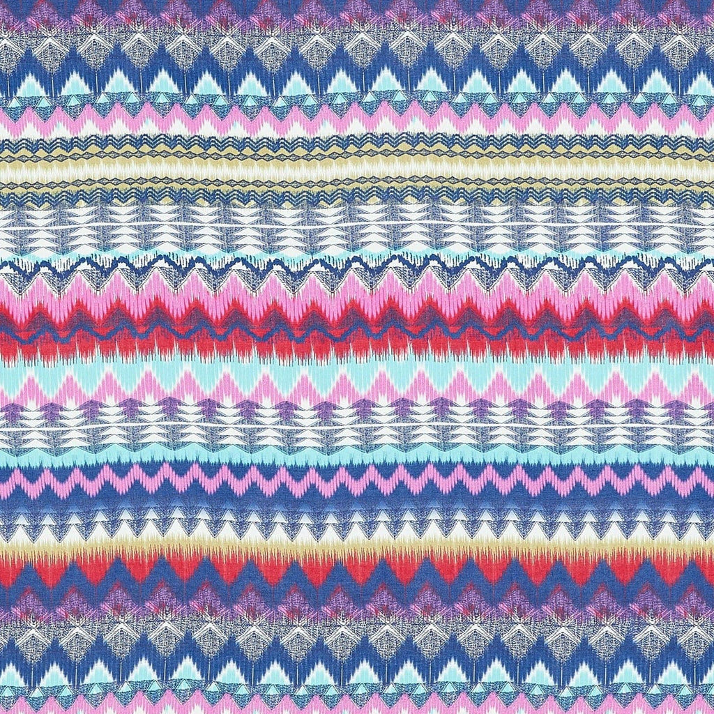 C2 H.PINK/L.LIME | ZW1603N-8901 - "AIYANA" TRIBAL CHEVRON PRINT ON CHALLIS - Zelouf Fabrics