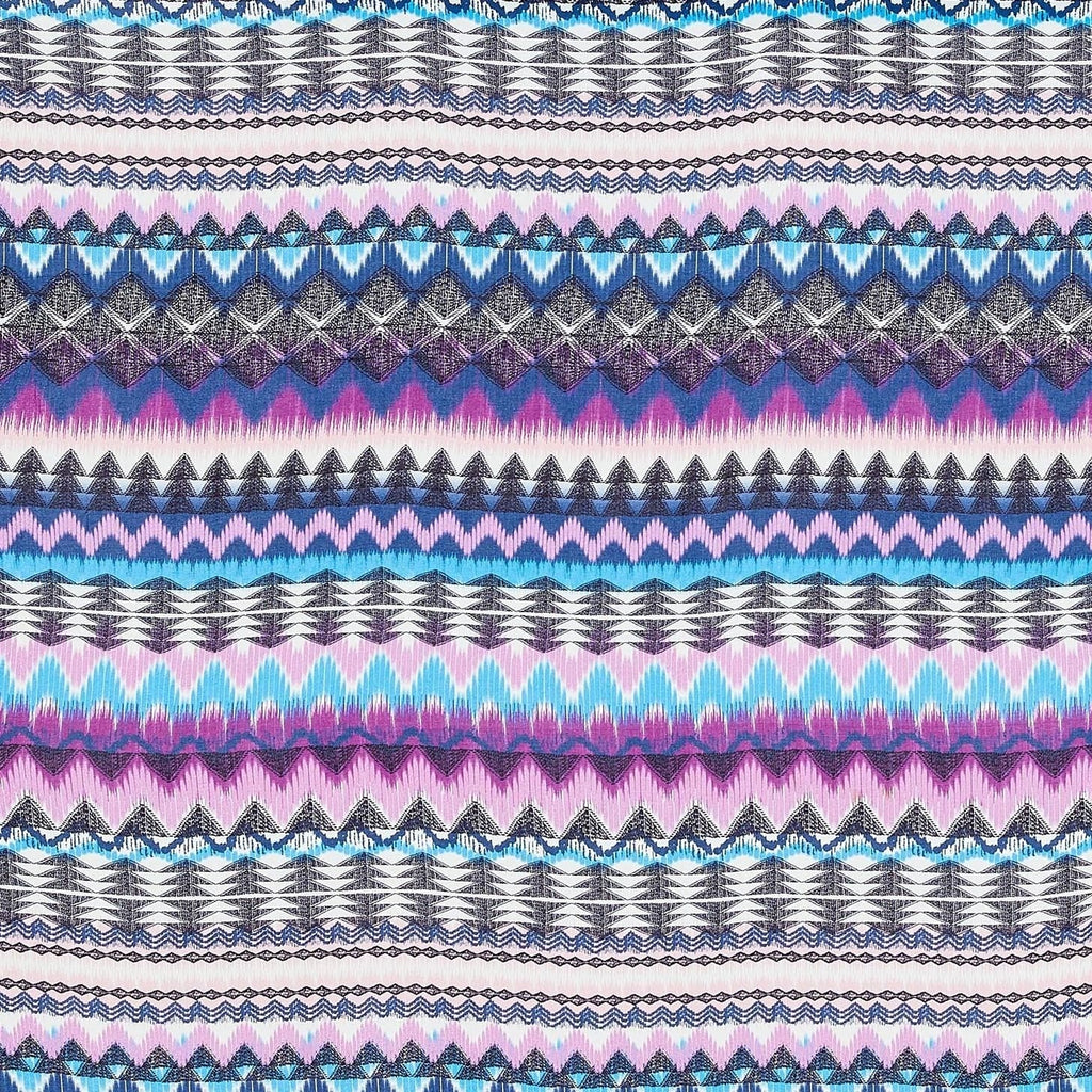 C5 LAVENDER/BLUE | ZW1603N-8901 - "AIYANA" TRIBAL CHEVRON PRINT ON CHALLIS - Zelouf Fabrics