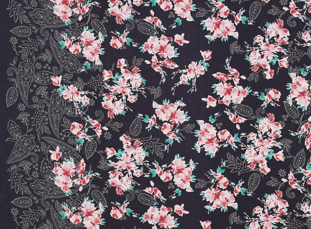 C7 BLACK/RED | ZW1608Q-4733 - Sharaya"Floral On "Jolynn" Compound Wool Dobby [D] - Zelouf Fabrics