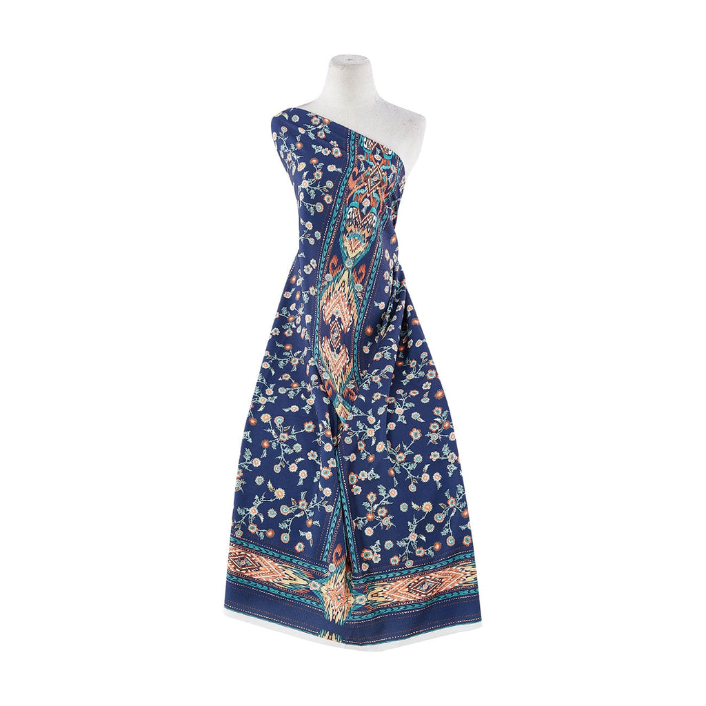 SHANIA DBL BRDR PRINT ON ANGELINA CREPE [DIGI]  | ZW1610C-1640 C6 NAVY/TEAL - Zelouf Fabrics