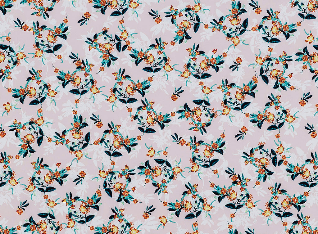 871 PEACH/RUST | ZW1612N-5631 - "HEARTTREE" FLORAL ON SCUBA KNIT - Zelouf Fabrics