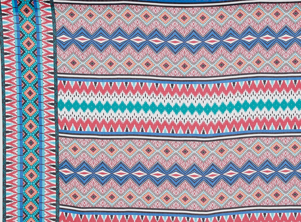 247 SIERRA/ROYAL | ZW1701Y-2-8901 - "KENYA" DOUBLE BORDER ON CHALLIS - Zelouf Fabrics