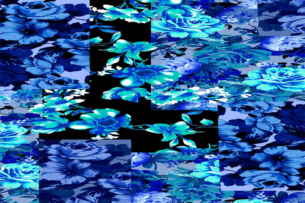 ZS1807NN-2 PRINT PUCKER CREPE  | ZS1807NN-2-4738 BLUE MULTI - Zelouf Fabrics